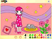 coloring beautiful princess and the cat game onlin
