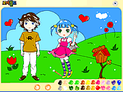 coloring the little girl and her boyfriend game on