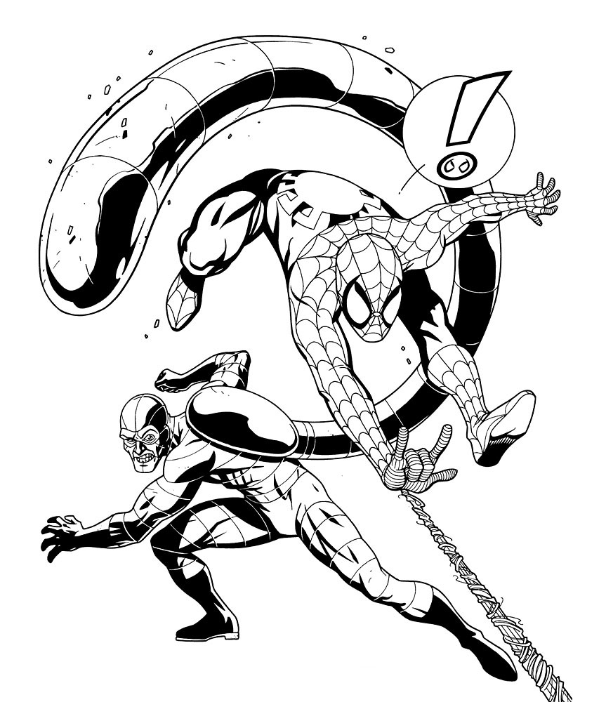 Человек паук и злодеи раскраска